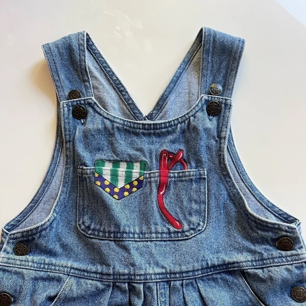 Vintage Talbot Kids Denim Embroidered Shortalls - M
